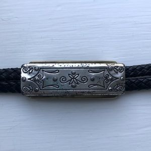 Vintage Y2K Brighton Black Leather Lariat Belt Western Cowgirl Southwest